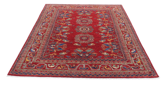 Hand Knotted Nomadic Caucasian Humna Wool Rug 5' 10" x 7' 4" - No. AT44417