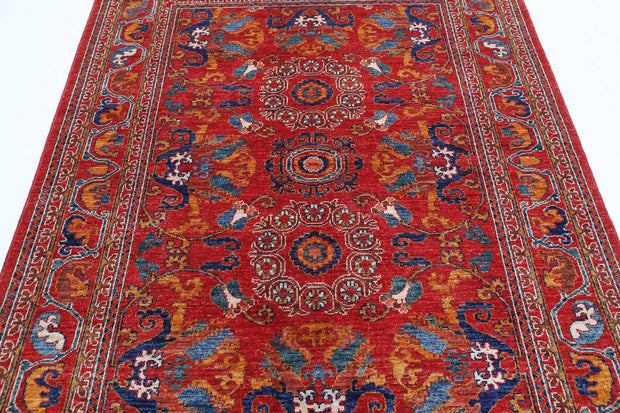 Hand Knotted Nomadic Caucasian Humna Wool Rug 5' 0" x 7' 1" - No. AT55113
