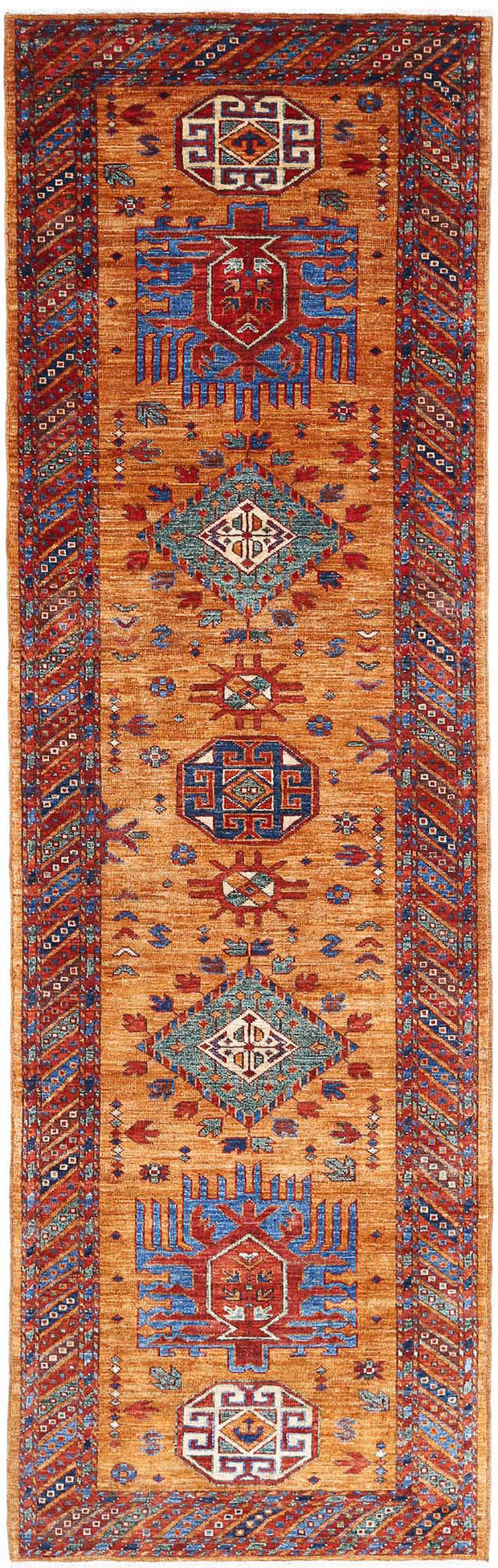 Hand Knotted Nomadic Caucasian Humna Wool Rug 2' 9" x 9' 8" - No. AT64663