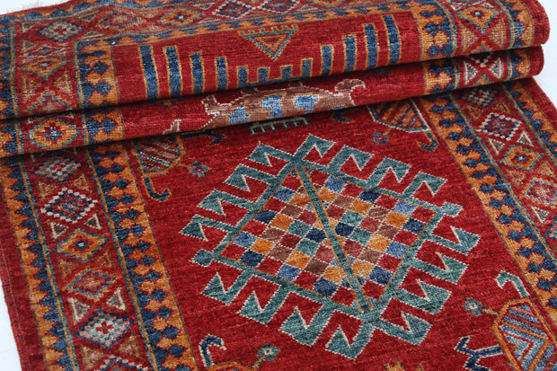Hand Knotted Nomadic Caucasian Humna Wool Rug 2' 10" x 8' 3" - No. AT83926