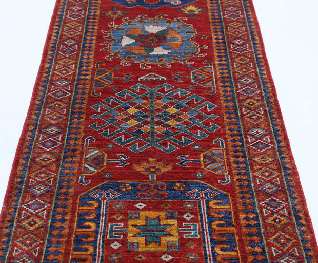 Hand Knotted Nomadic Caucasian Humna Wool Rug 2' 9" x 8' 2" - No. AT39413