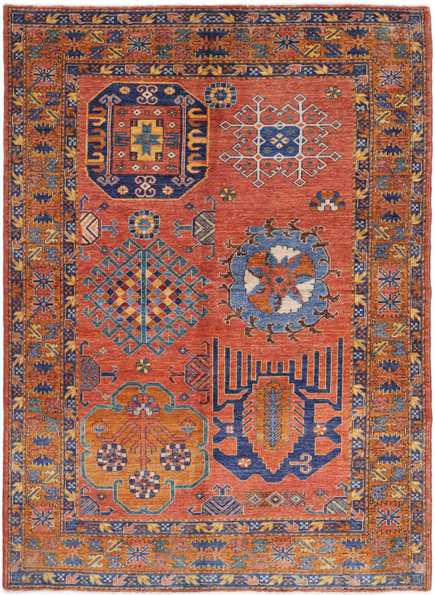 Hand Knotted Nomadic Caucasian Humna Wool Rug 5' 10" x 8' 3" - No. AT87402