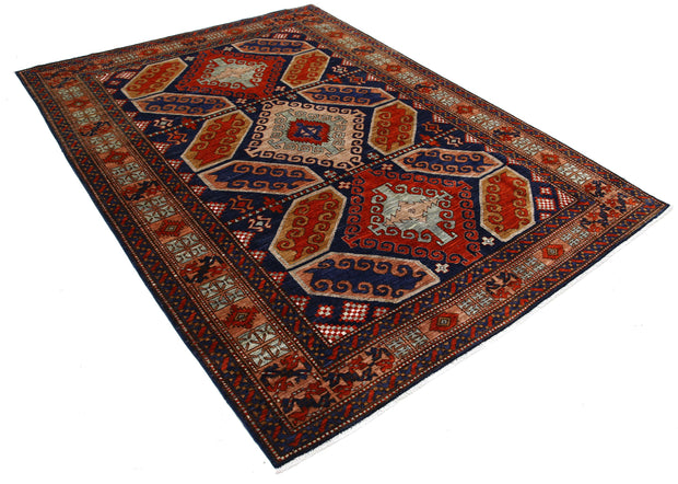 Hand Knotted Nomadic Caucasian Humna Wool Rug 6' 1" x 8' 5" - No. AT51442