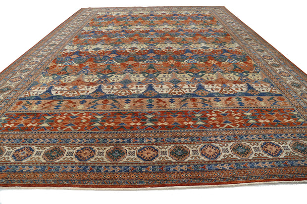 Hand Knotted Nomadic Caucasian Humna Wool Rug 14' 6" x 19' 2" - No. AT21626
