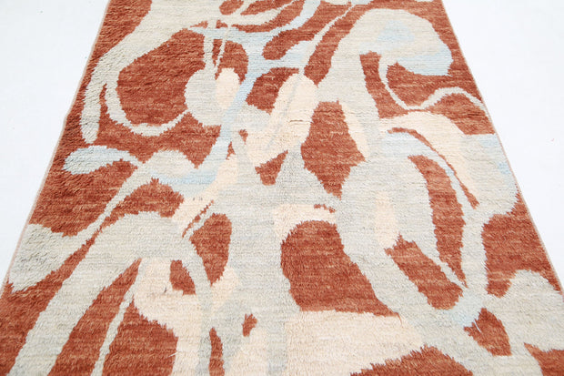 Hand Knotted Tribal Moroccan Wool Rug 4' 8" x 8' 4" - No. AT65060