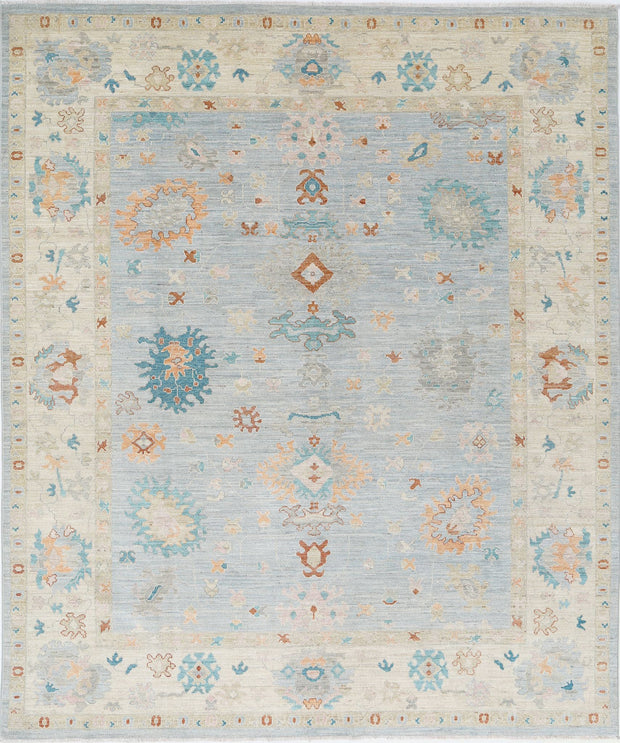 Hand Knotted Oushak Wool Rug 8' 4" x 9' 8" - No. AT47274