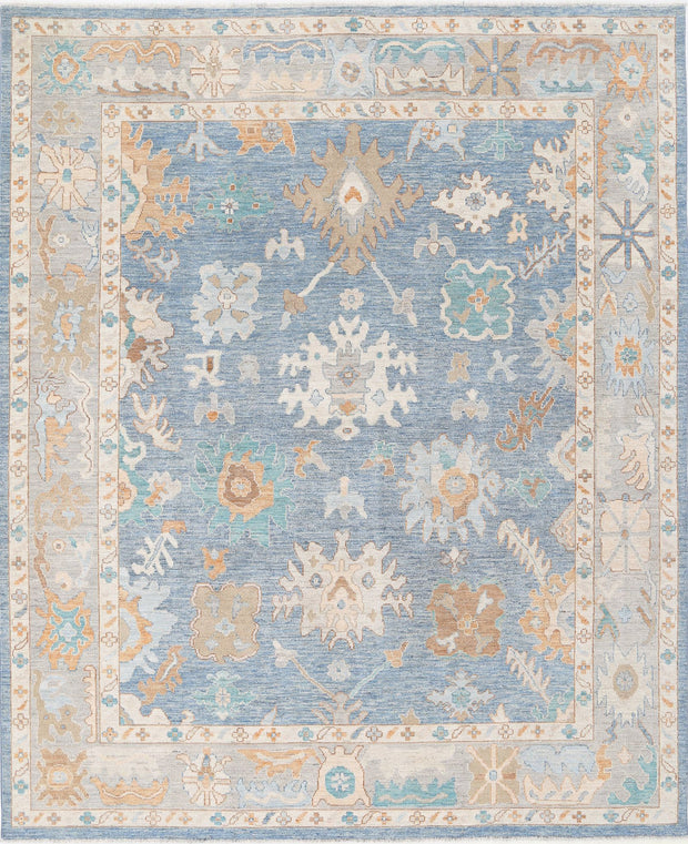Hand Knotted Oushak Wool Rug 8' 3" x 9' 11" - No. AT90340