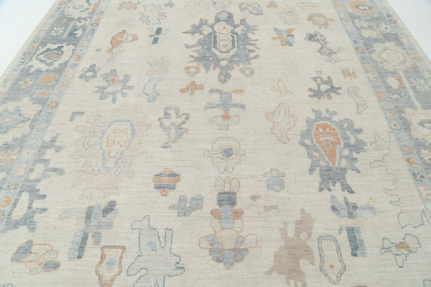 Hand Knotted Oushak Wool Rug 9' 10" x 13' 8" - No. AT71256