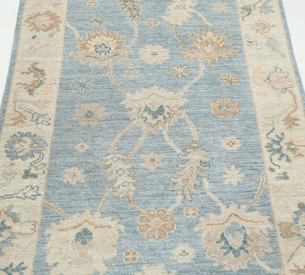 Hand Knotted Oushak Wool Rug 3' 1" x 11' 3" - No. AT17447
