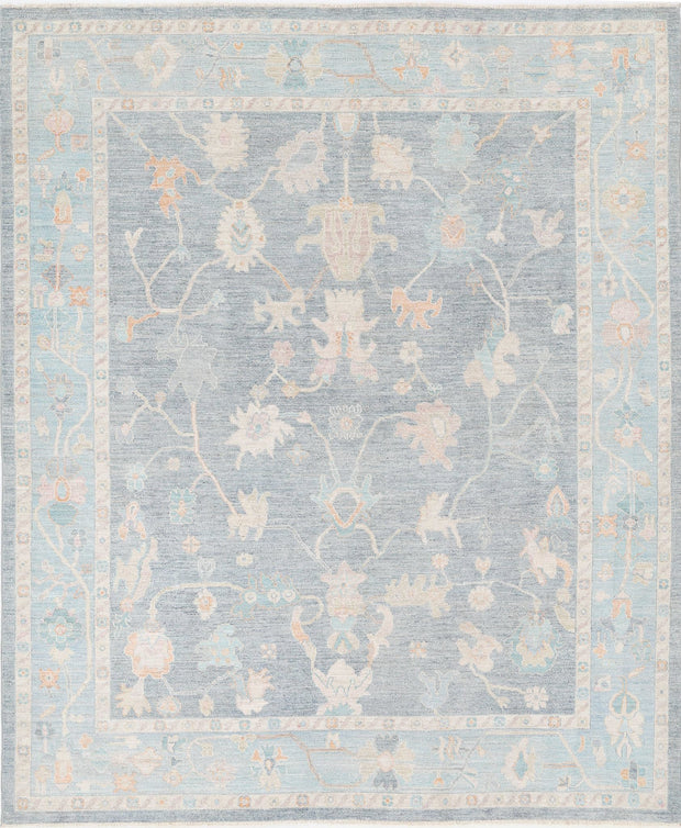 Hand Knotted Oushak Wool Rug 8' 4" x 9' 11" - No. AT74689