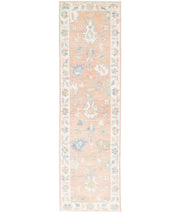 Hand Knotted Oushak Wool Rug 3' 2" x 11' 10" - No. AT91688