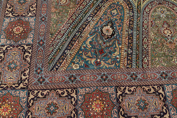Hand Knotted Masterpiece Persian Tabriz Fine Wool & Silk Rug 9' 8" x 13' 4" - No. AT69303