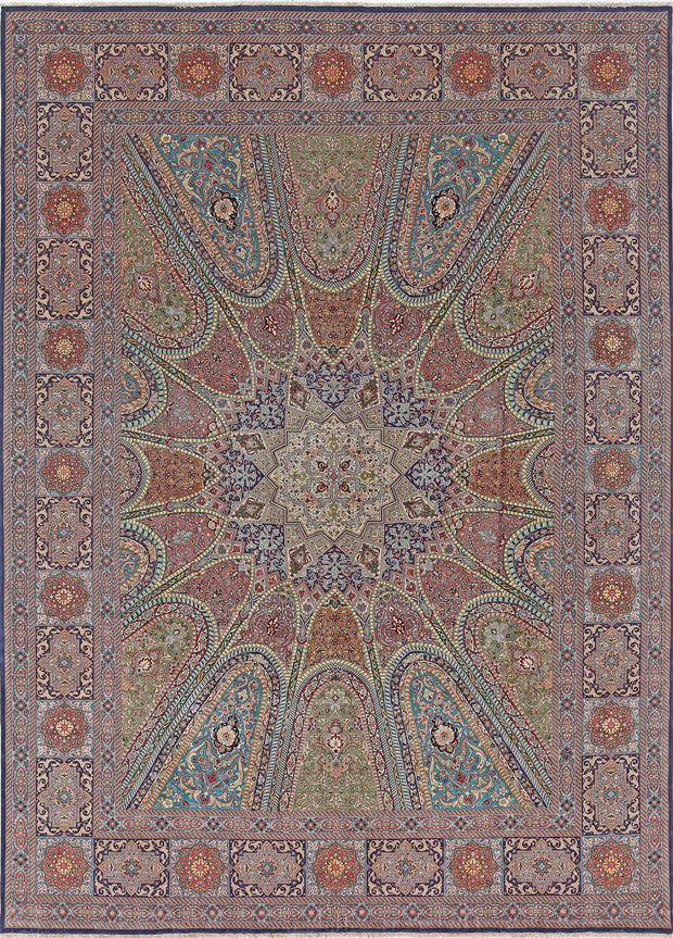 Hand Knotted Masterpiece Persian Tabriz Fine Wool & Silk Rug 9' 8" x 13' 4" - No. AT69303