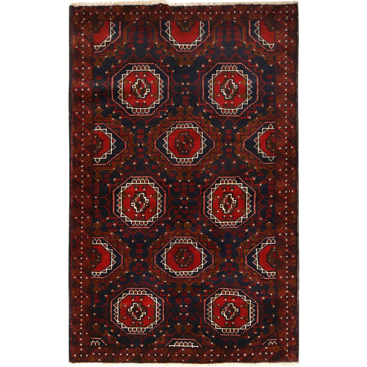 Afghan Baluchi Rug 3'7" x 5'11" Hand-Knotted