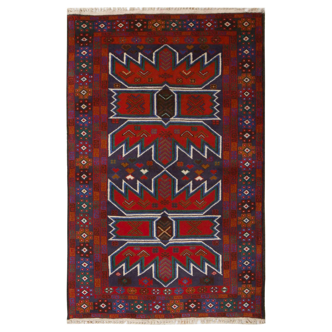 Afghan Baluchi Rug 2' 8" x 4' 5" Hand-Knotted