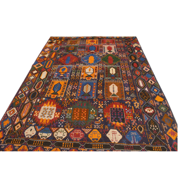 Tan Afghan Kohistani Rug 6'10" x 9'3" Hand-Knotted close-up