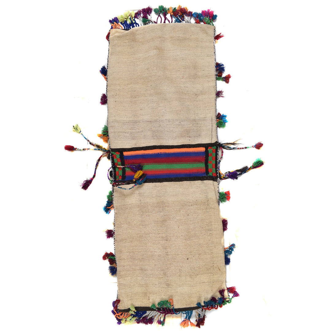 Afghan Tribal Baluch Saddle Bag Rug 1' 6" x 4' 1" Flat-Weave detail