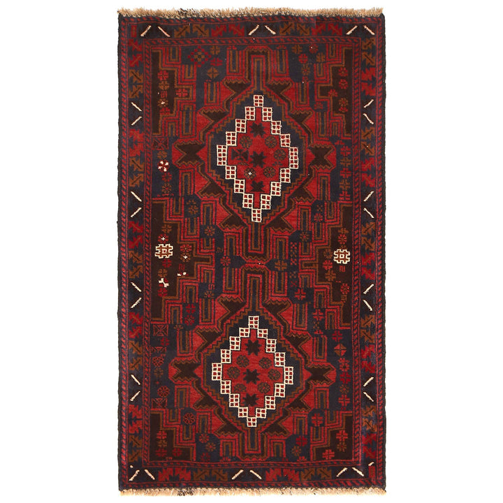 Afghan Baluchi Rug 3' 0" x 5' 6" Hand-Knotted