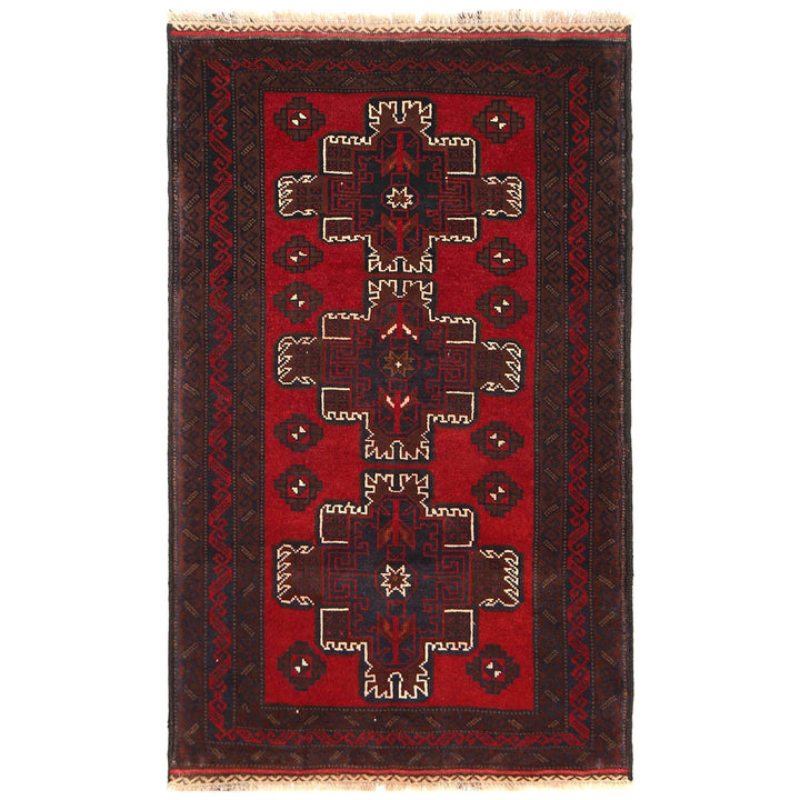 Afghan Baluchi Rug 3' 1" x 4' 11" Hand-Knotted