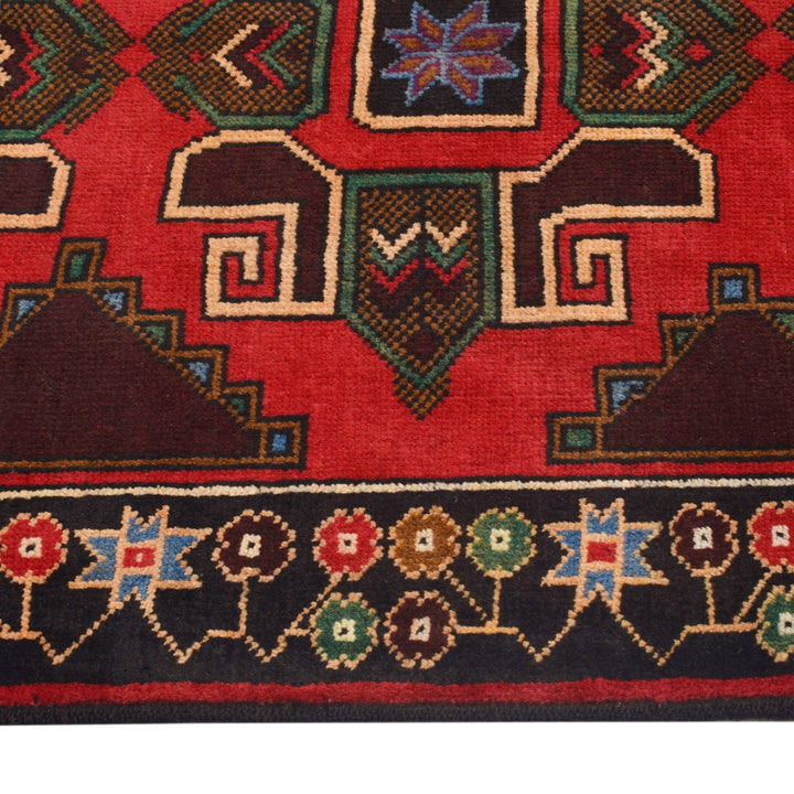 Red Afghan Baluchi Rug 2' 7" x 4' 3" Hand-Knotted pattern