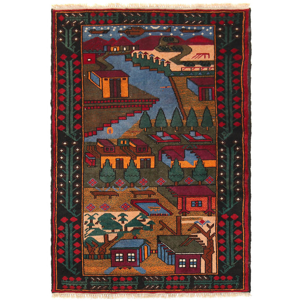 Handmade Pictorial Carpet 2' 10" x 4' 6" - No. AL35688