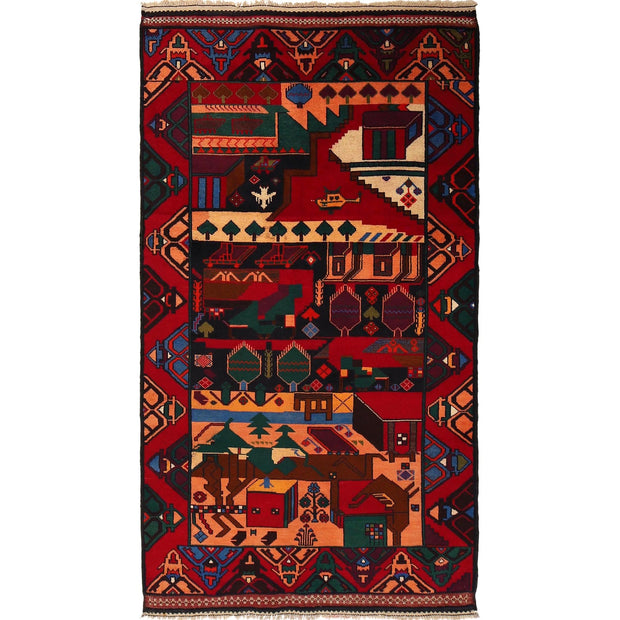 Handmade Picture Area Rug 3' 8" x 6' 6" - No. AL74120