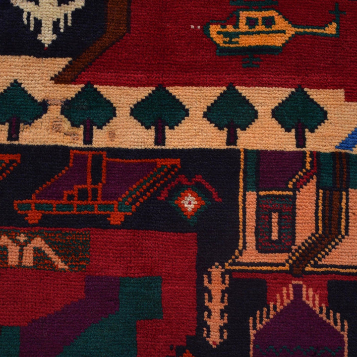 Handmade Picture Area Rug 3' 8" x 6' 6" - No. AL74120