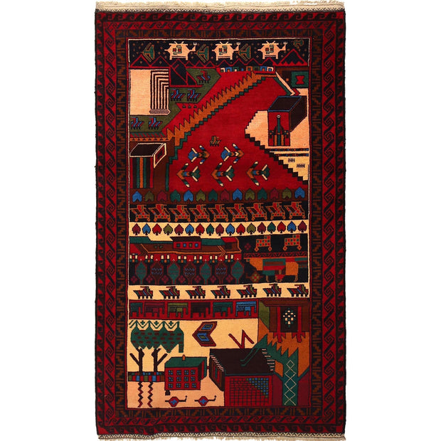 Handmade Picture Area Rug 3' 9" x 6' 7" - No. AL88232