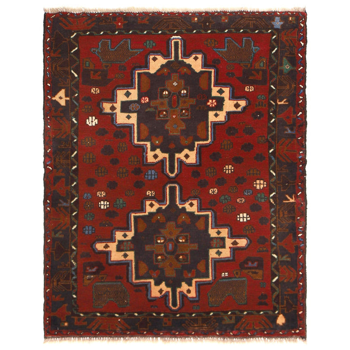 Red Color Baluchi Rug 3' 2" x 4' 2" - No. AL35379