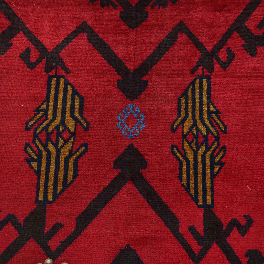 Red Afghan Baluchi Rug 8' 8" x 11' 4" Hand-Knotted | No. AL37495