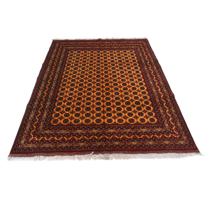 Orange Afghan Khoja Roshnai Rug 4'9" x 6'6" Hand-Knotted | No. AL67508