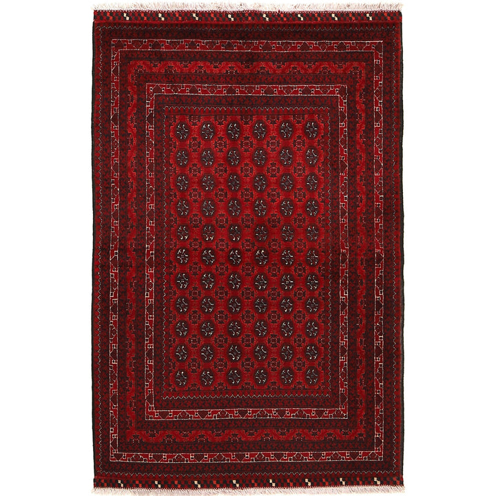 Burgundy Red Afghan Khoja Roshnai Rug 3' 3" x 5' 1" Hand-Knotted