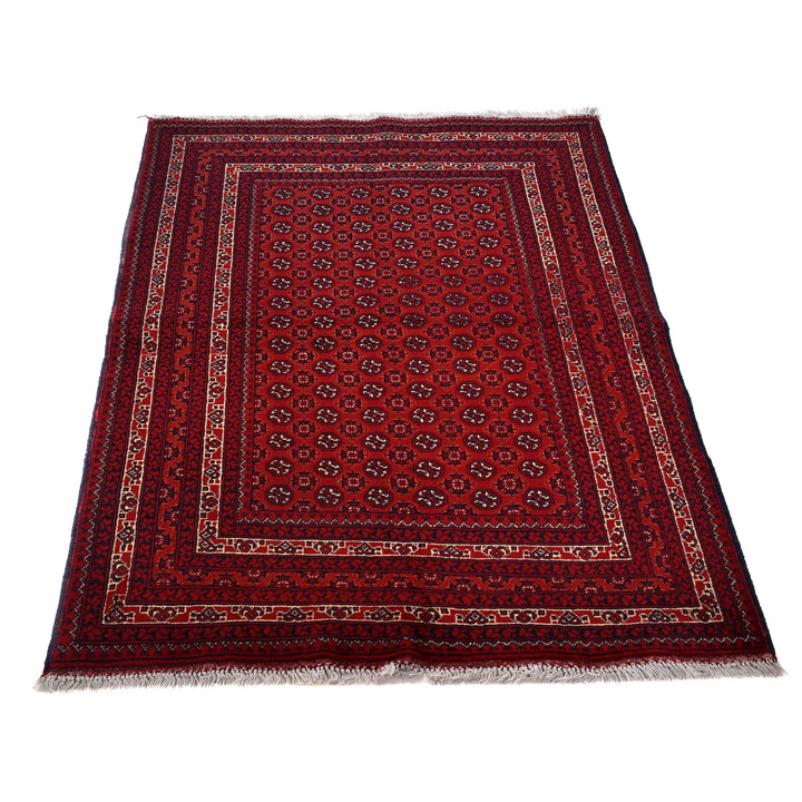 Burgundy Red Afghan Khoja Roshnai Rug 3'4" x 4'9" Hand-Knotted | No. AL64819