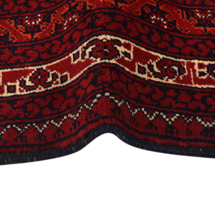 Burgundy Red Afghan Khoja Roshnai Rug 3'4" x 4'9" Hand-Knotted | No. AL64819