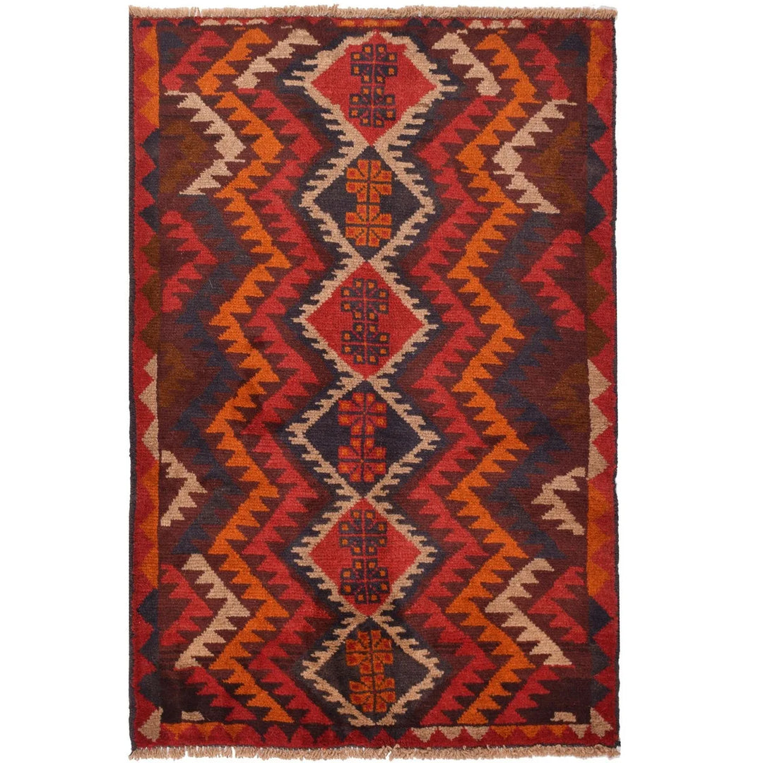 Afghan Baluchi Rug 2' 6" x 4' 4" Hand-Knotted | No. 15317