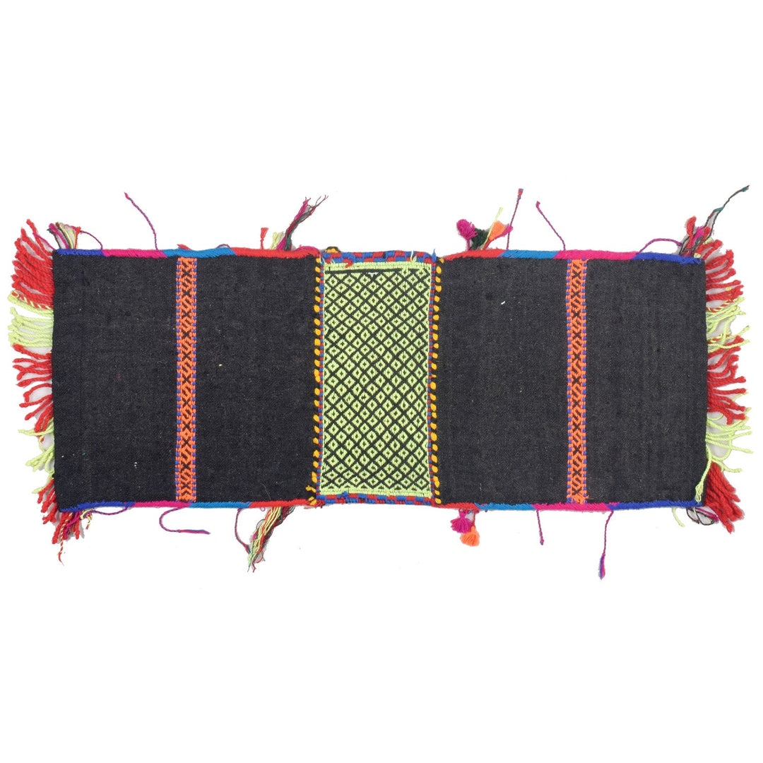 Afghan Tribal Baluch Saddle Bag Rug 0' 11" x 2' 5" Flat-Weave detail