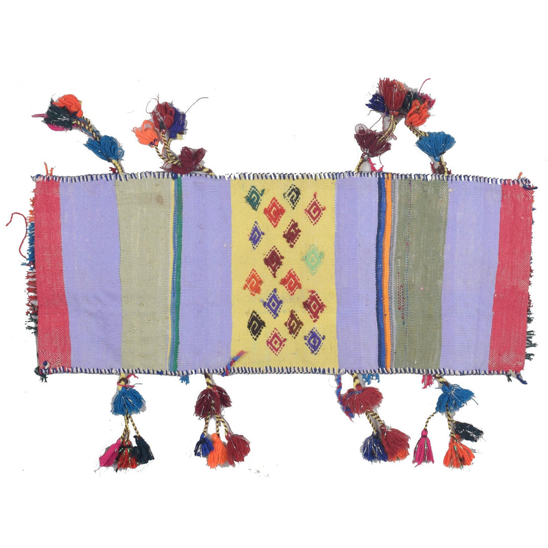 Afghan Tribal Baluch Saddle Bag Rug 1' 0" x 2' 6" Flat-Weave detail