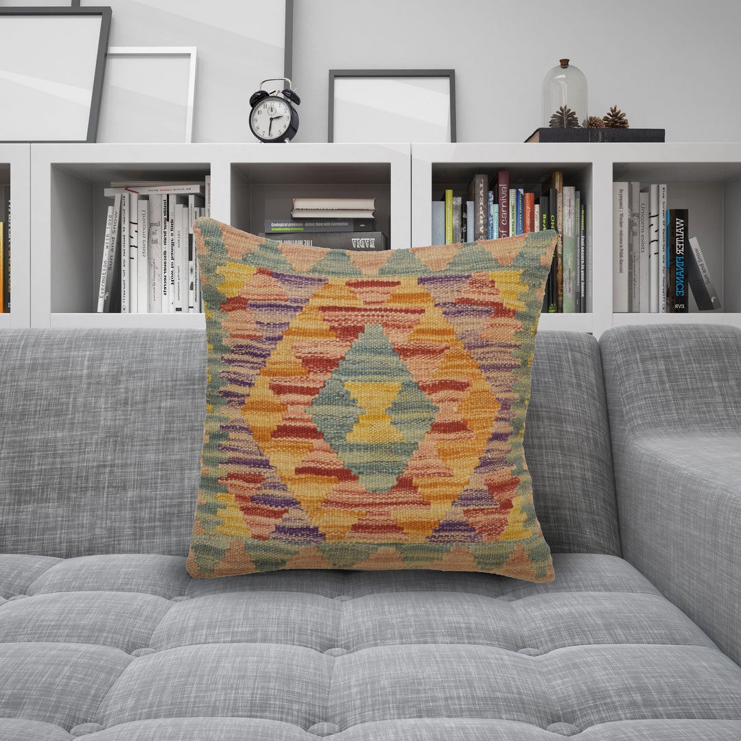 Square Size Kelim Cushion 1' 4" x 1' 3" - No. AL26132
