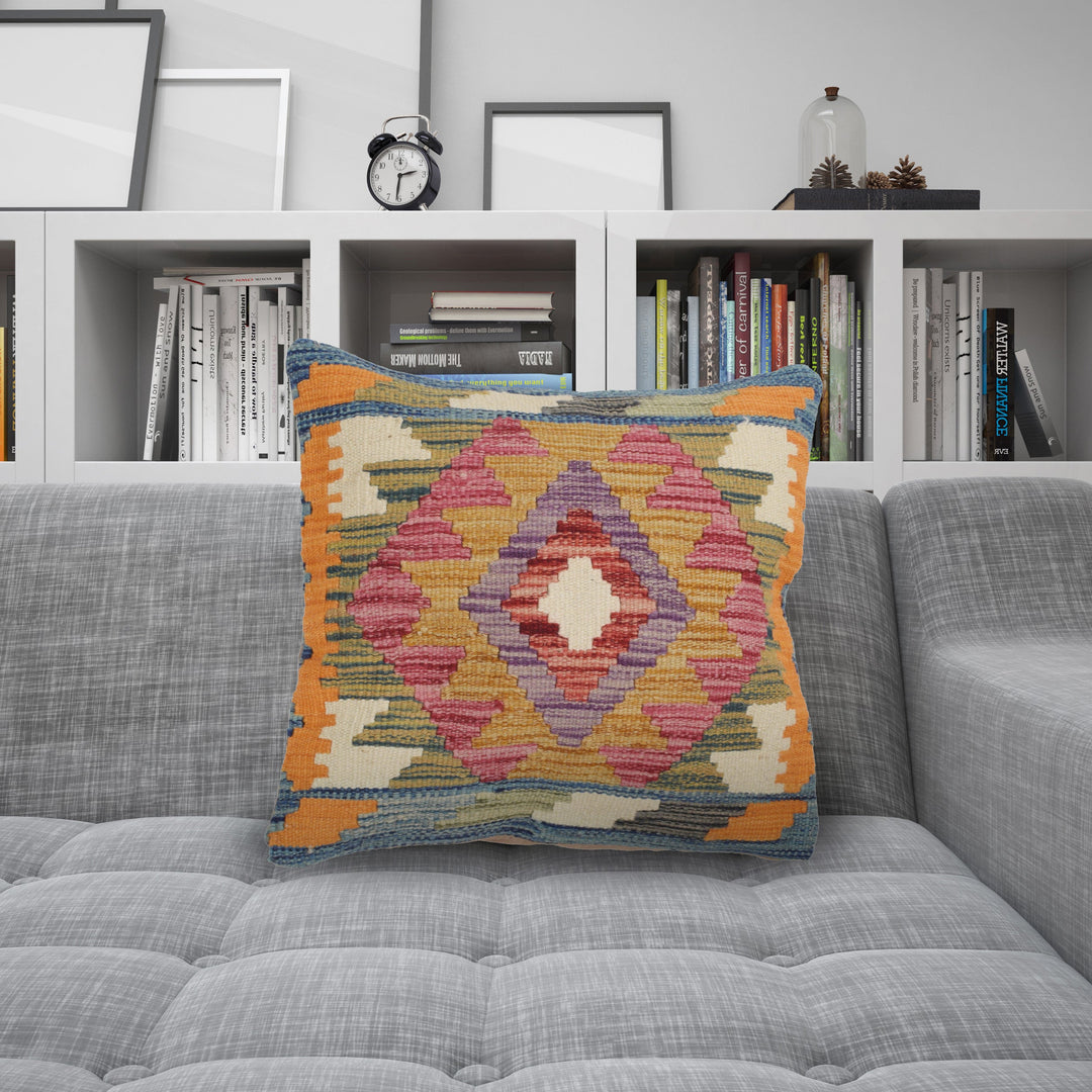 Afghan Turkish Design Cushion 1' 5" x 1' 5" Flat-Weave detail