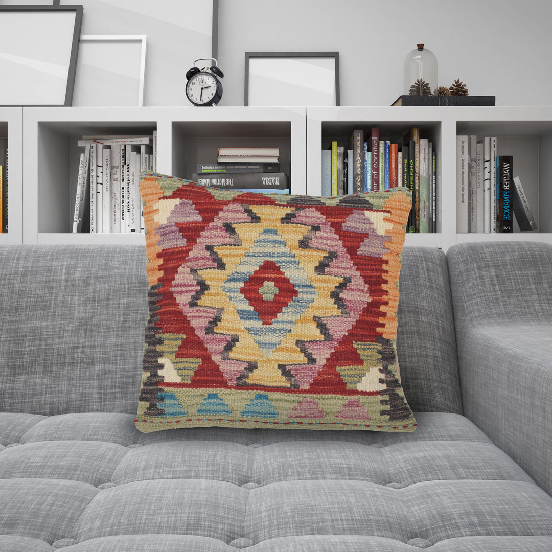 Square Size Kelim Cushion 1' 4" x 1' 5" - No. AL44549