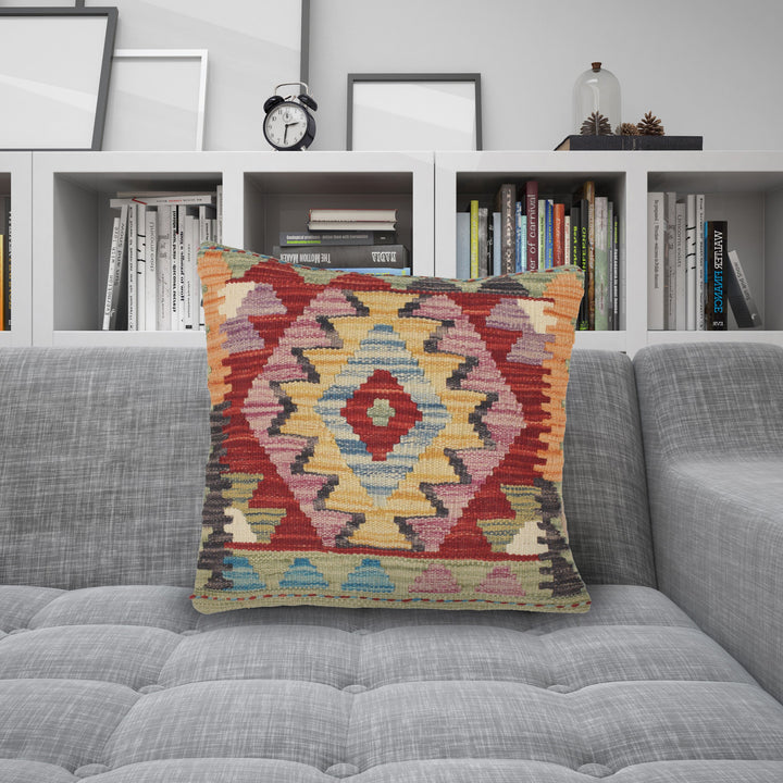 Square Size Kelim Cushion 1' 4" x 1' 5" - No. AL44549