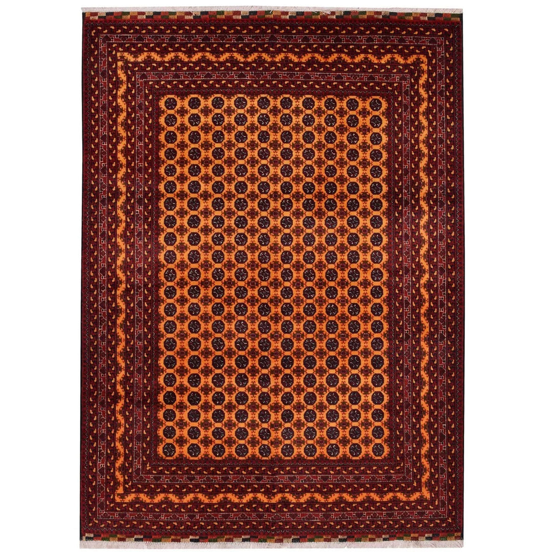 Orange Afghan Oriental Rug 4' 9" x 6' 7" Hand-Knotted | No. 26583