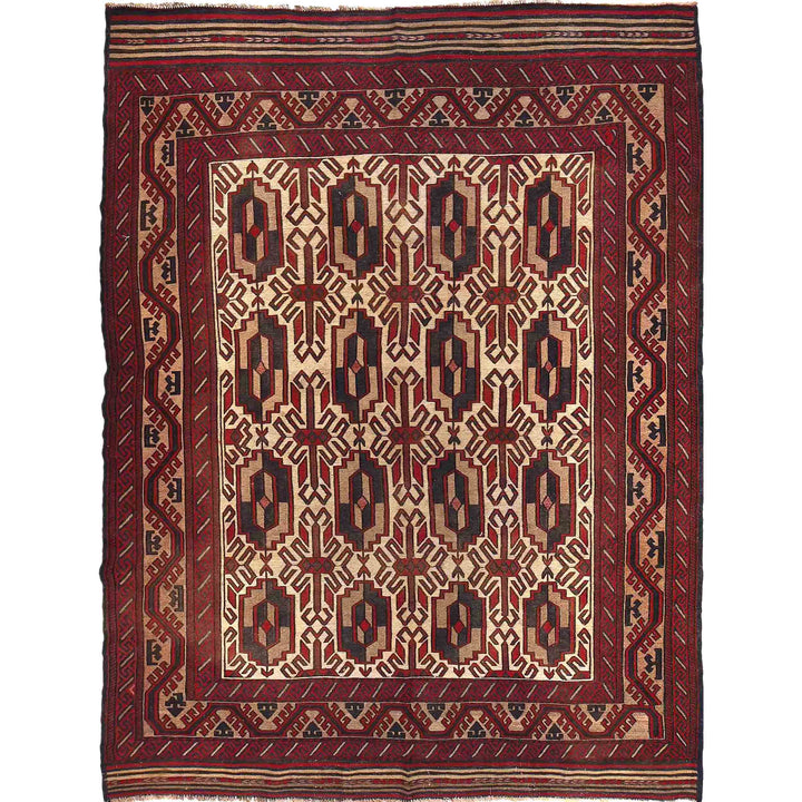 Afghan Saghari Rug 6'6" x 8'11" Flat-Weave