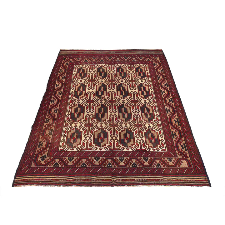 Afghan Saghari Rug 6'6" x 8'11" Flat-Weave detail