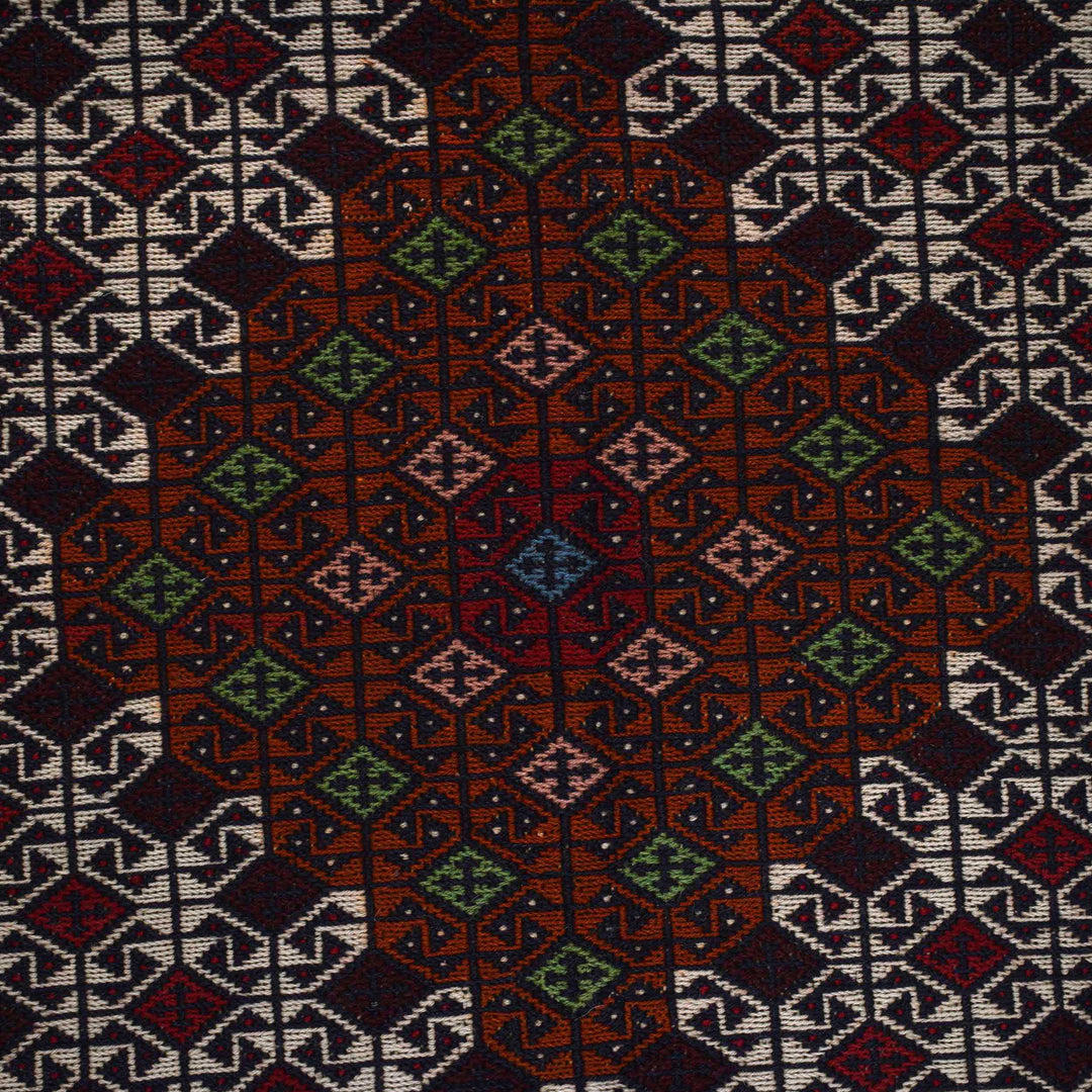 Beige Maliki Kilim Rug 3' 4" x 5' 1" Hand-Knotted | No. AL38065