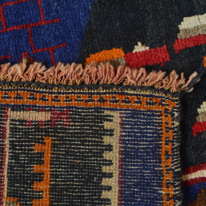 Blue Afghan Pictorial Rug 2' 3" x 3' 9" Hand-Knotted | No. AL51017