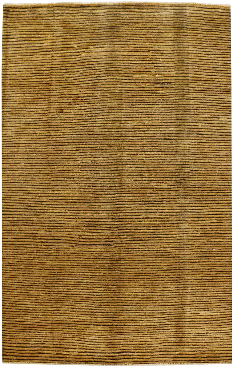 Golden Afghan Gabbeh Rug 5'5" x 8'5" Hand-Knotted | No. 34197