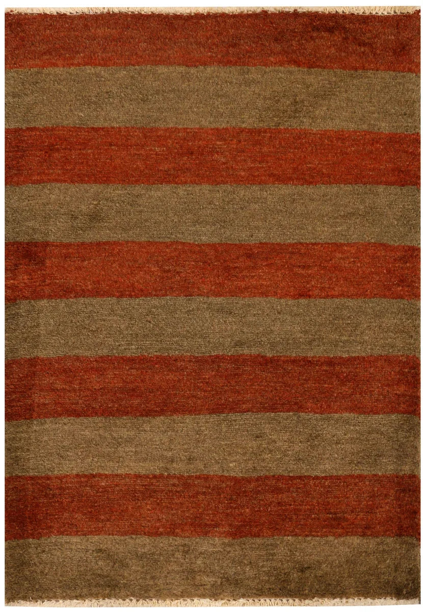 Brown Afghan Gabbeh Rug 2'2" x 2'11" Hand-Knotted | No. 34297