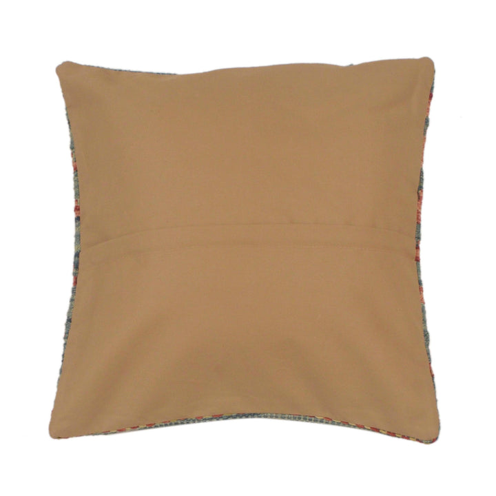 Afghan Kilim Cushion 1' 6" x 1' 6" Flat-Weave detail