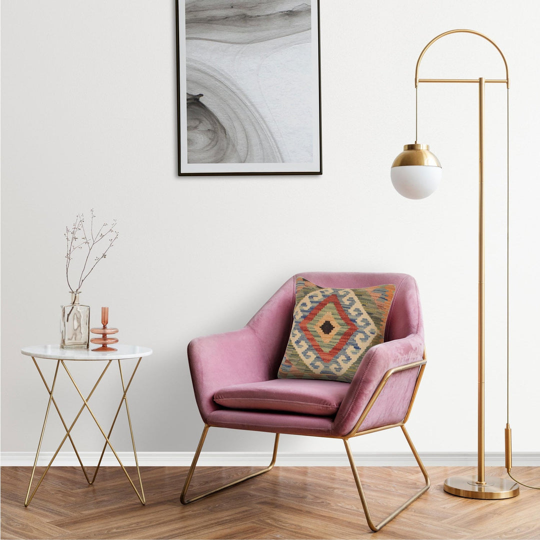 Hand Knotted Kilim Cushion 1' 6" x 1' 6" - No. AL37035